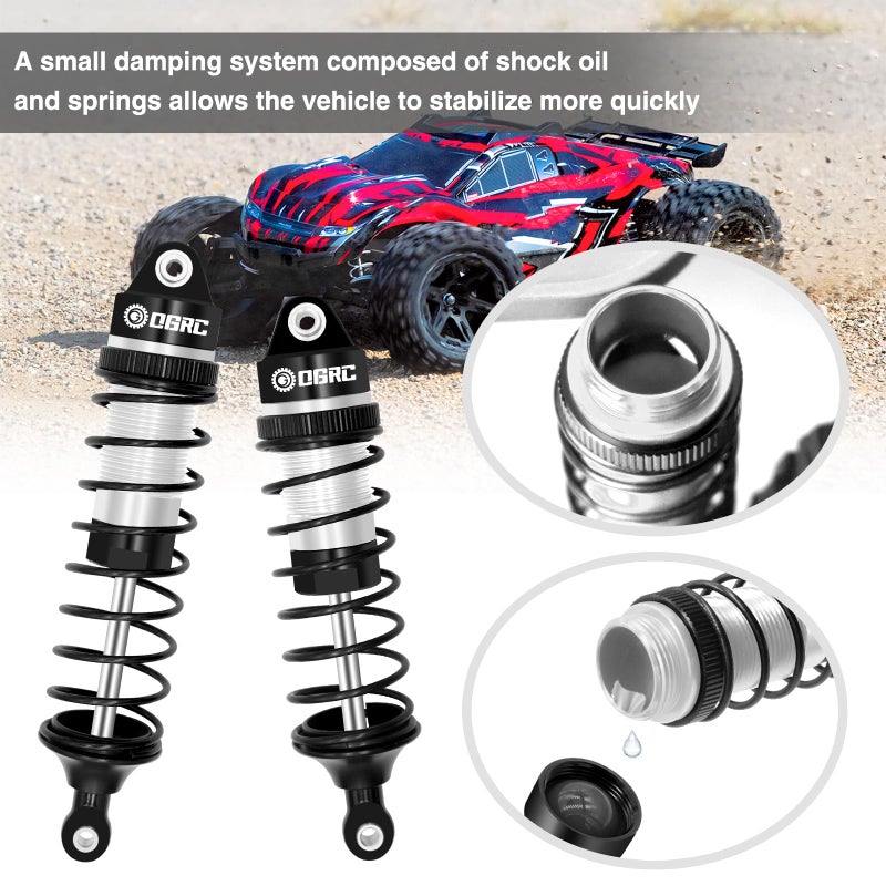 اوغونك مجموعة ممتص الصدمات الزيتية من OGRC لـ 1/10 Traxxas Slash 2WD/4X4 Hoss Rustler 4X4 VXL Bandit Nitro Stampede ترقيات استبدال 5862 (فضي) - Image 3
